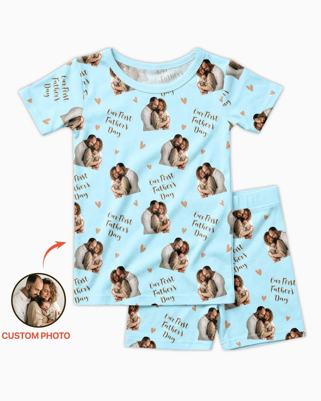Custom Photo Our First as Parents Bamboo Two Piece Short Sleeve Shorts Pajama Set
