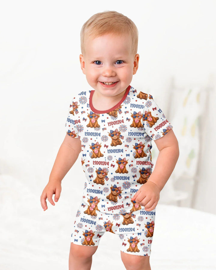 Conjunto de Pijama de Dos Piezas de Bambú con Mangas Cortas y Pantalones Cortos