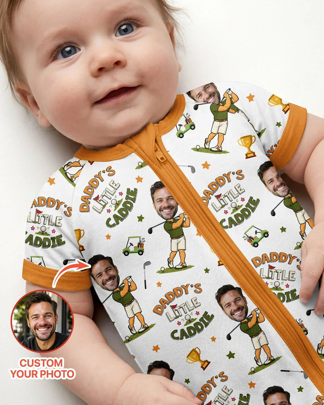 Custom Photo Daddy's Little Caddie Daddy & Me Matching Bamboo Shorty Zippy