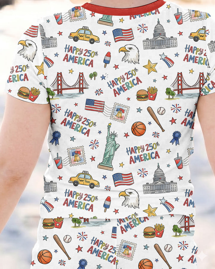 America 250 Celebration Bamboo Two Piece Short Sleeve Pajama Set