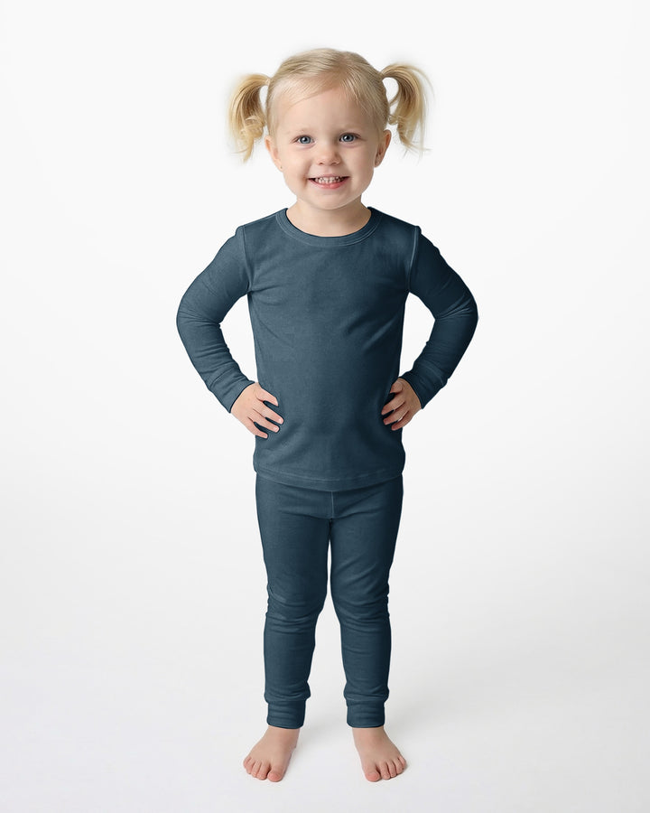 Zweiteiliges Pyjama-Set in Stahlblau