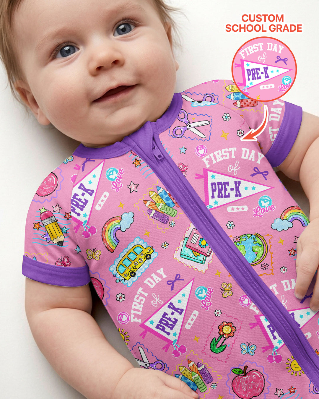 Plantilla PERSONALIZADA de Bambú Pijama Corto con Cremallera