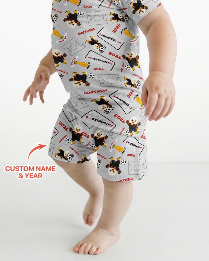 Pijama de bambú de dos piezas de manga corta con pantalón corto, plantilla personalizada