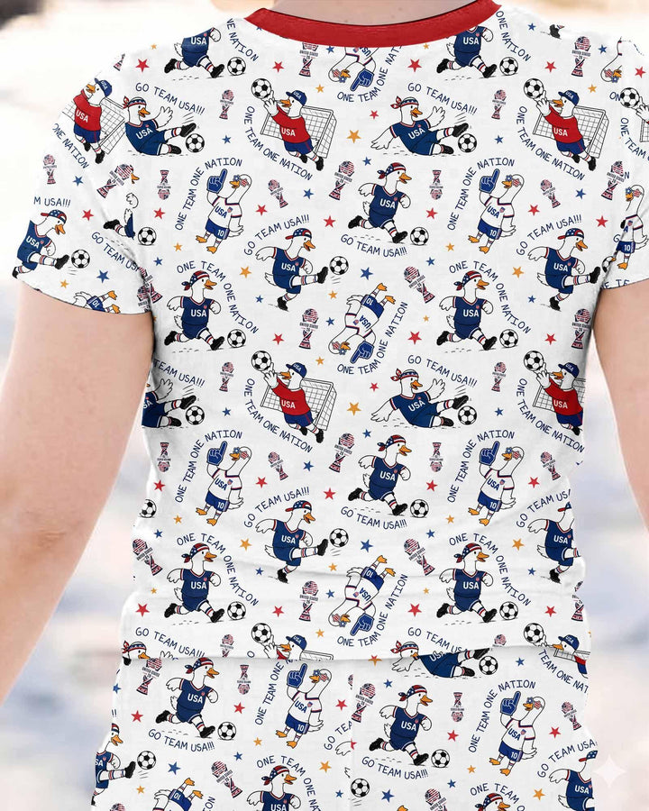 USA Soccer Goose Family Matching Bamboo Two Piece Short Sleeve Pajama Set