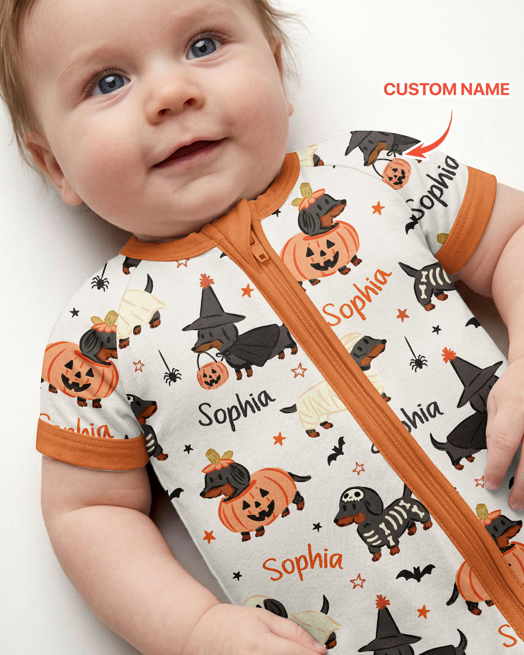 Orange and Black Dachshund Bamboo Shorty Zippy