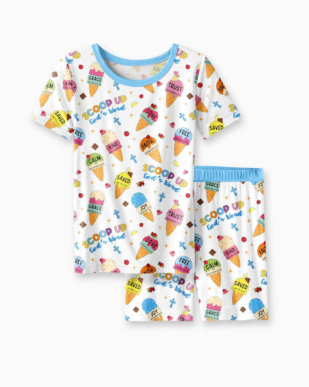 Pijama de dos piezas de bambú de manga corta y pantalones cortos para toda la familia Mini Mystic a juego