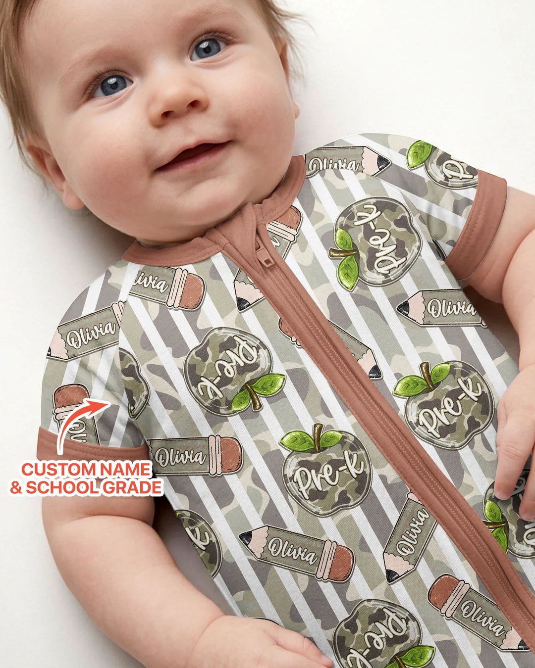 Custom Name Camo Apple Days Bamboo Shorty Zippy