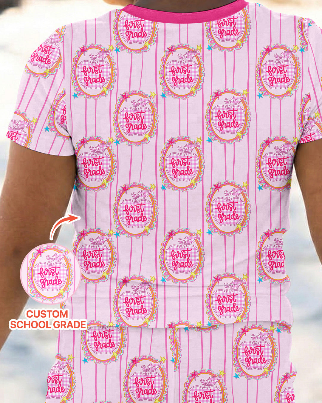 Conjunto de pijama de dos piezas de bambú de manga corta, plantilla personalizada