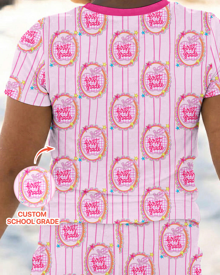 Conjunto de pijama de dos piezas de bambú de manga corta, plantilla personalizada