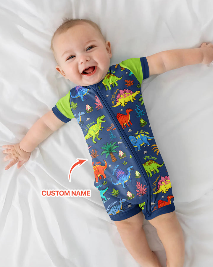 Dino Field Guide Custom Name Bamboo Shorty Zippy