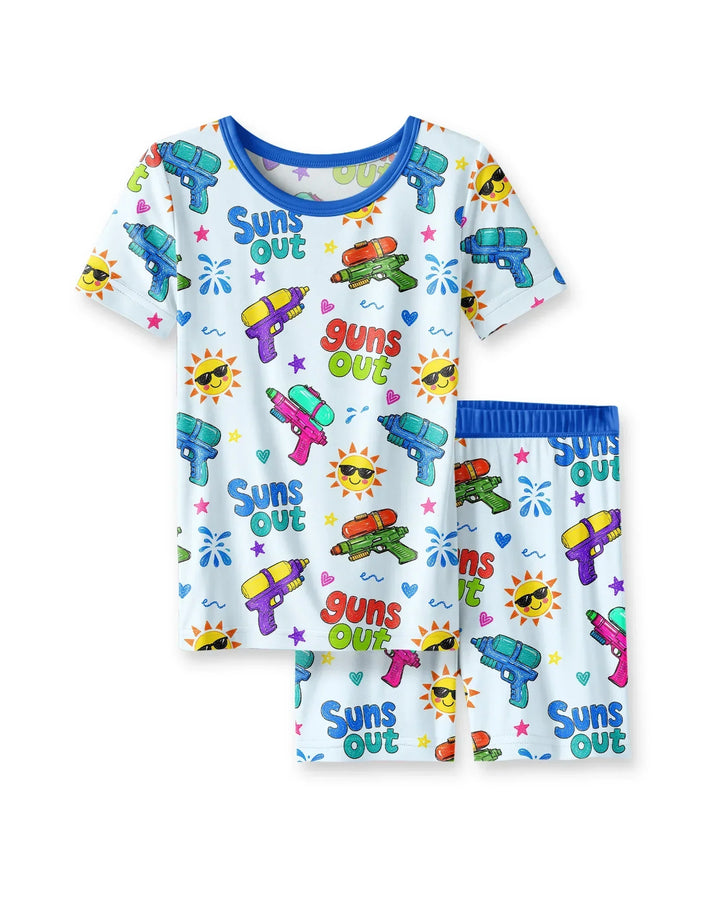 Sun Out Guns Out Bamboo Two Piece Short Sleeve Shorts Pajama Set