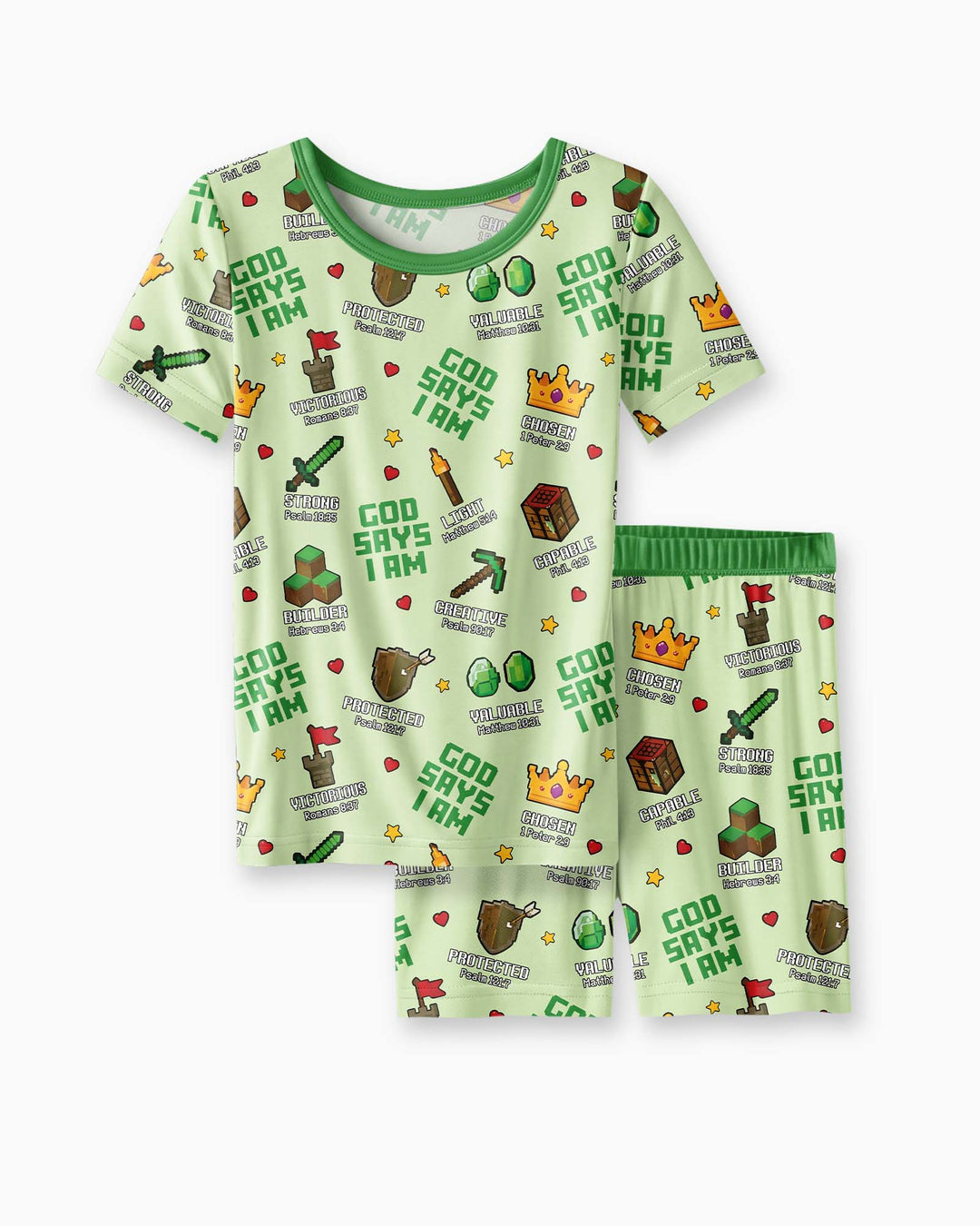 Christian Gamer Bamboo Two Piece Short Sleeve Shorts Pajama Set
