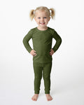 Dark Olive Green Bamboo Two Piece Pajama Set
