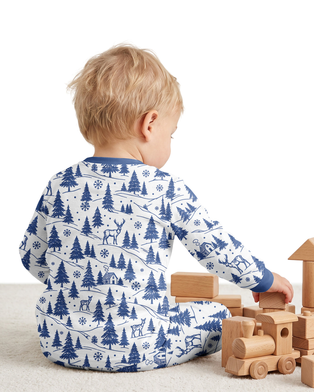 Custom Name North Pole Train Bamboo Two Piece Long Sleeve Pajama Set