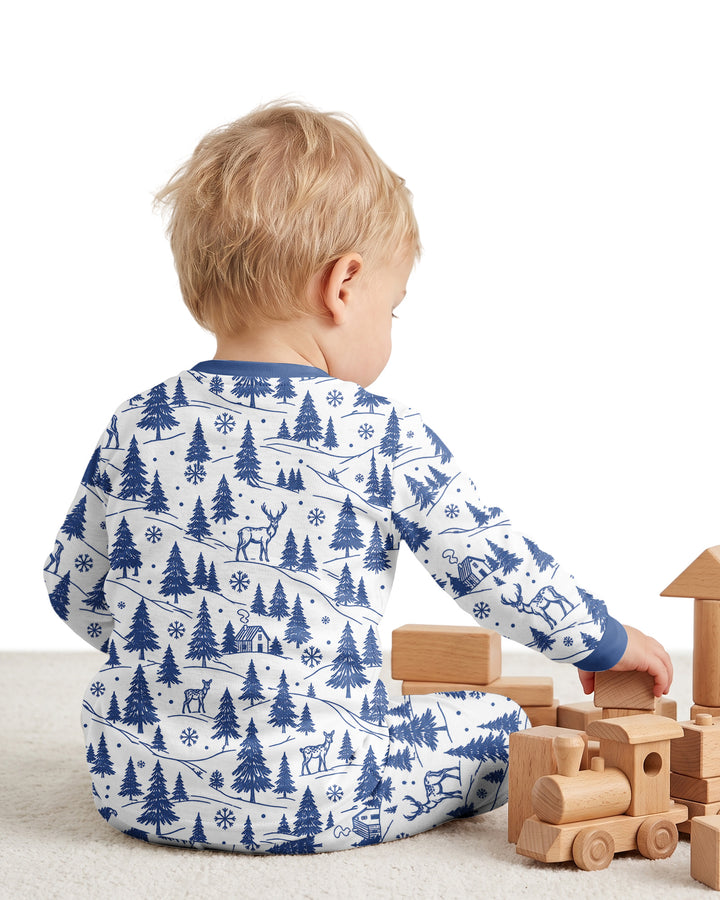 Custom Name North Pole Train Bamboo Two Piece Long Sleeve Pajama Set