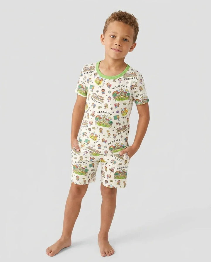 School Friends Forever Bamboo Two Piece Short Sleeve Shorts Pajama Set