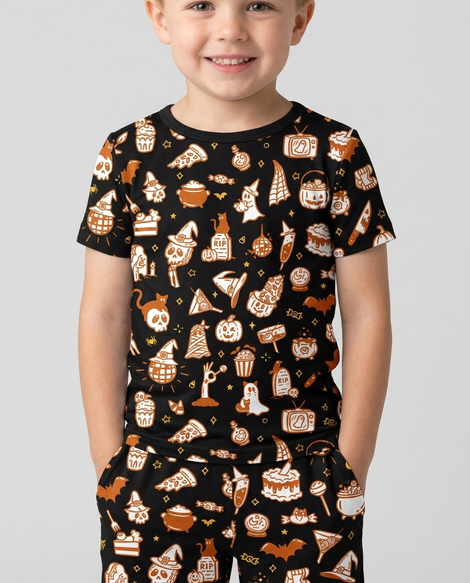 Spooky Season Bamboo Two Piece Short Sleeve Shorts Pajama Set