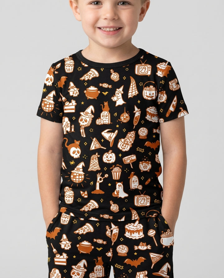 Spooky Season Bamboo Two Piece Short Sleeve Shorts Pajama Set
