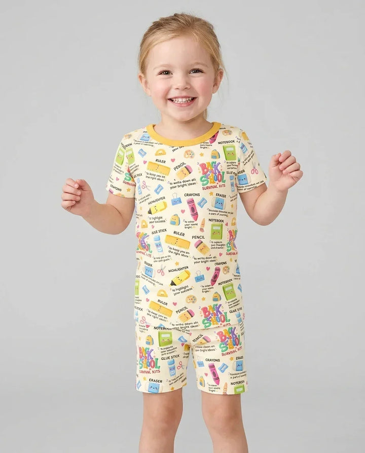 Back To School Survival Kit Bamboo Two Piece Short Sleeve Shorts Pajama Set