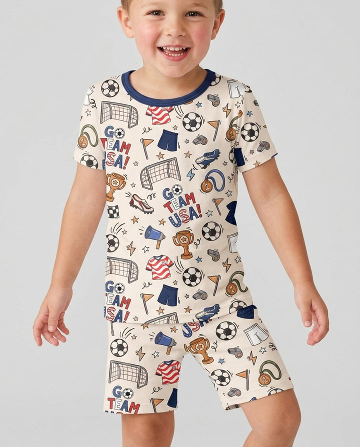 Soccer Go Team USA Bamboo Two Piece Short Sleeve Shorts Pajama Set