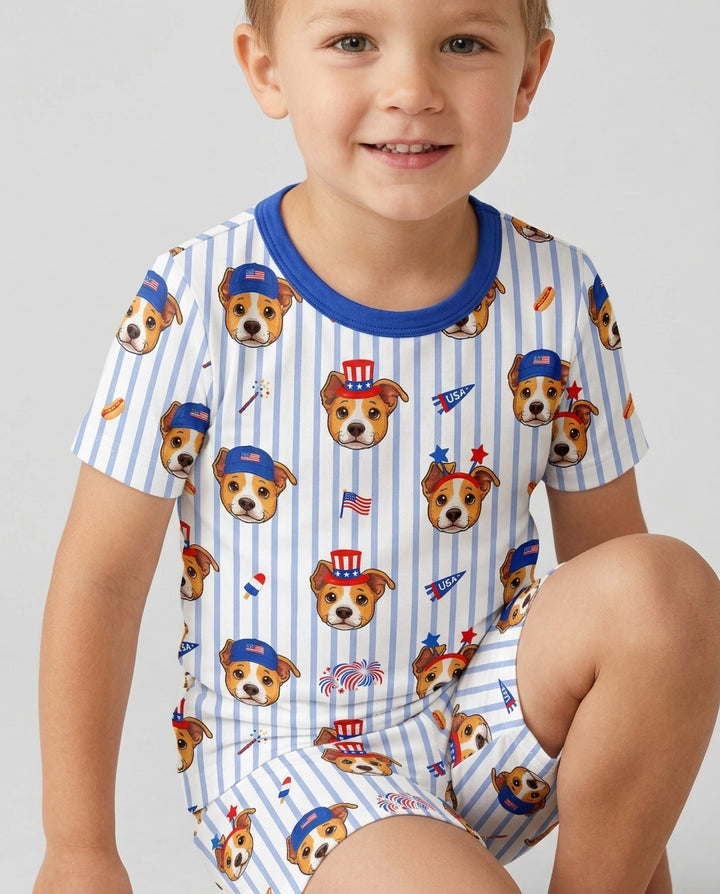 Conjunto de Pijama de Dos Piezas de Bambú con Mangas Cortas y Pantalones Cortos