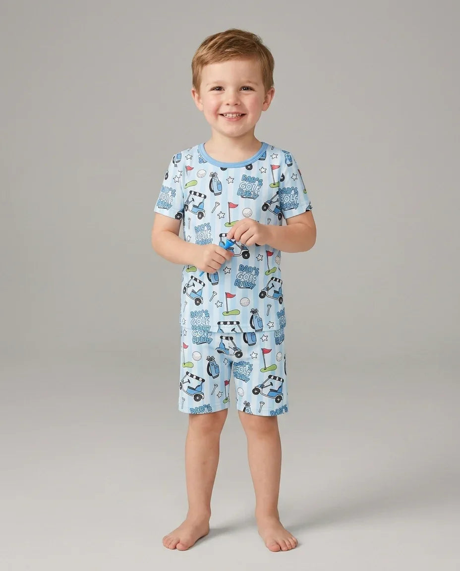 Dad's Golf Buddy Bamboo Two Piece Short Sleeve Shorts Pajama Set