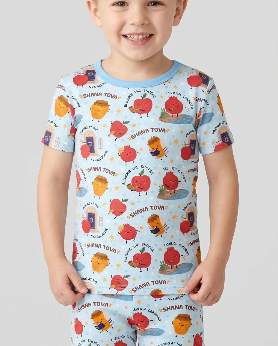 Sweet Sacred Moments Family Matching Bamboo Two Piece Short Sleeve Shorts Pajama Set