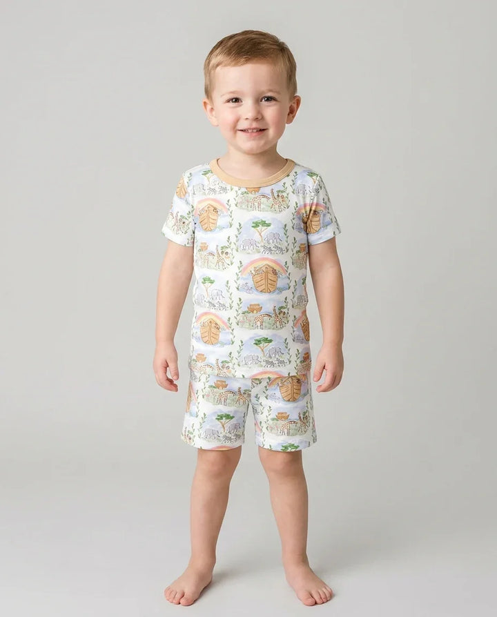 Noah And The Ark Bamboo Two Piece Short Sleeve Shorts Pajama Set