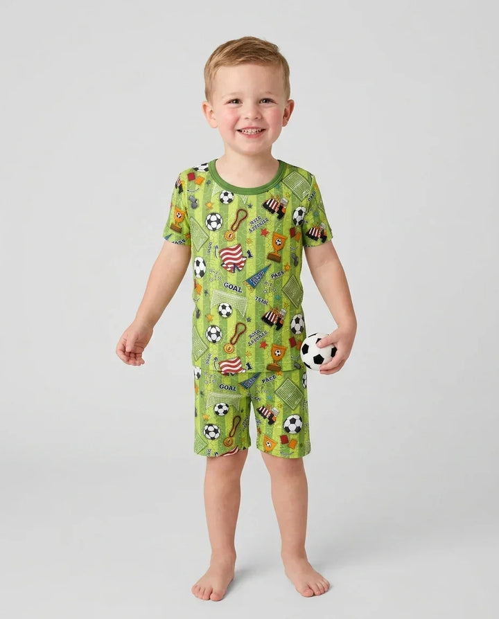 Conjunto de Pijama de Dos Piezas de Bambú con Mangas Cortas y Pantalones Cortos