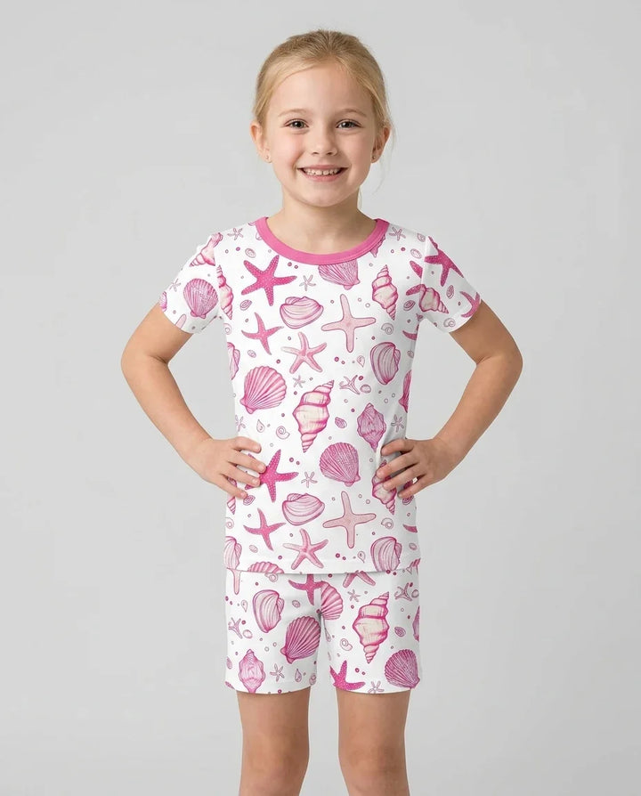 Coastal Charm Family Matching Bamboo Two Piece Short Sleeve Shorts Pajama Set