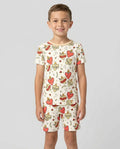 Three Sacred Hearts Bamboo Two Piece Short Sleeve Shorts Pajama Set