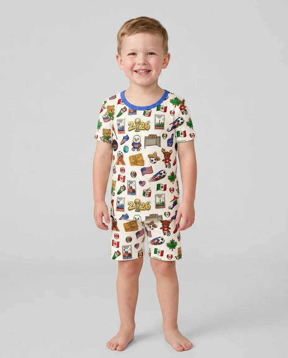 Schlafanzug-Set zweiteilig, kurze Ärmel, kurze Hose, Bambus