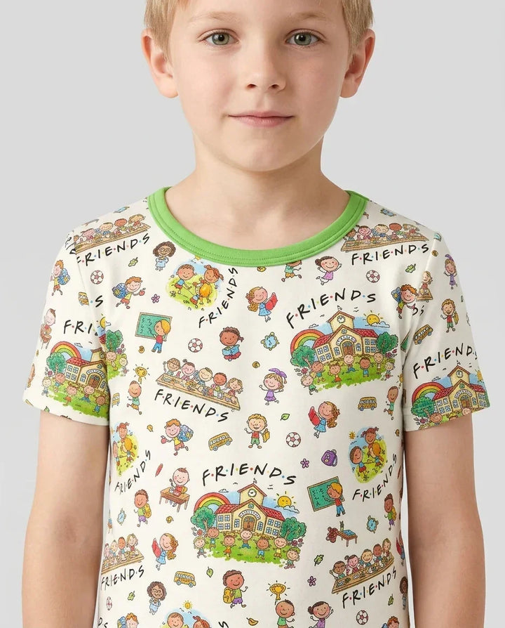 School Friends Forever Bamboo Two Piece Short Sleeve Shorts Pajama Set