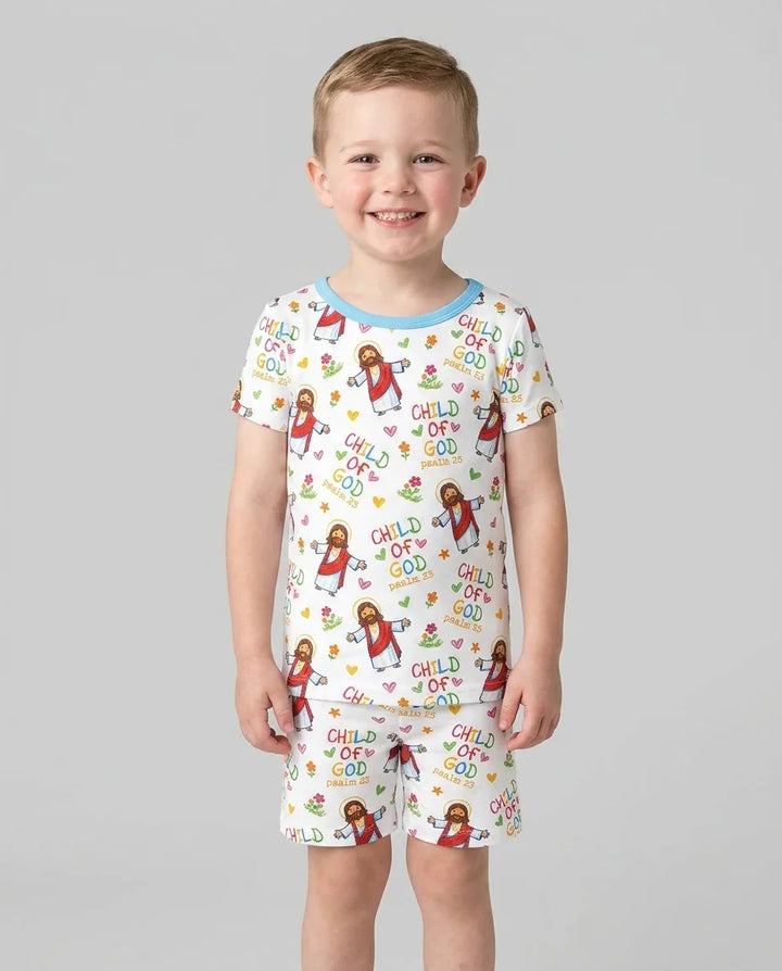 Template Zweiteiliges Pyjama-Set mit kurzen Ärmeln und Shorts