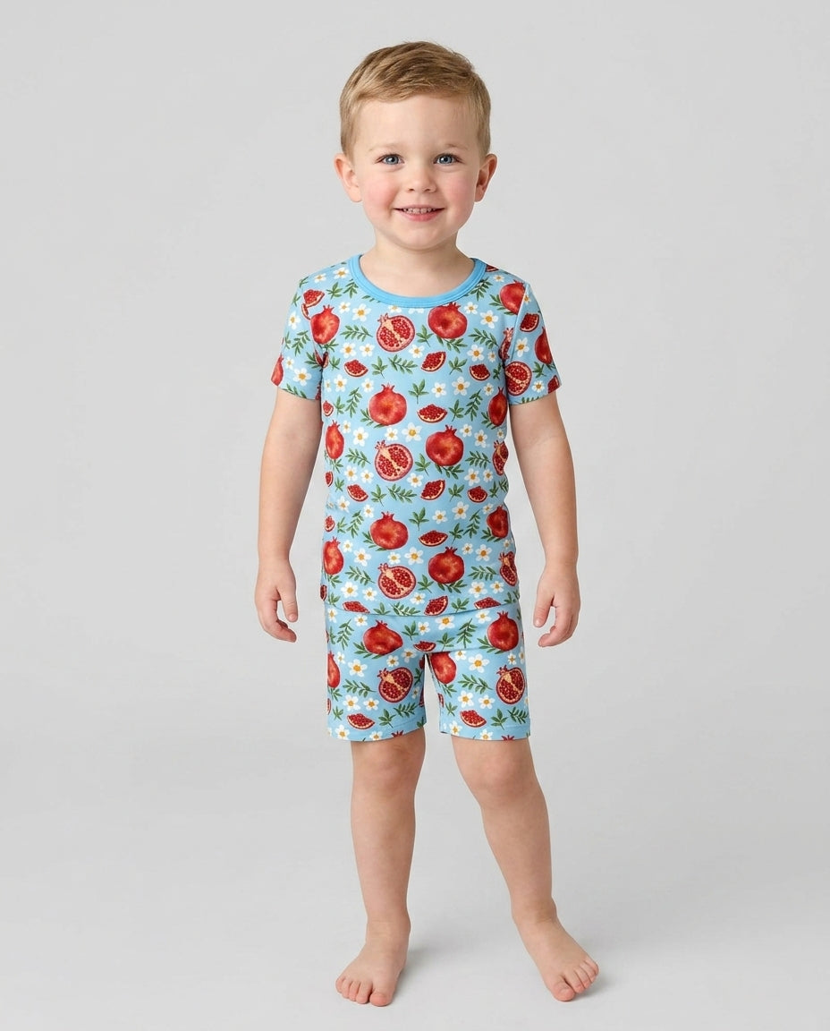 Schlafanzug-Set zweiteilig, kurze Ärmel, kurze Hose, Bambus