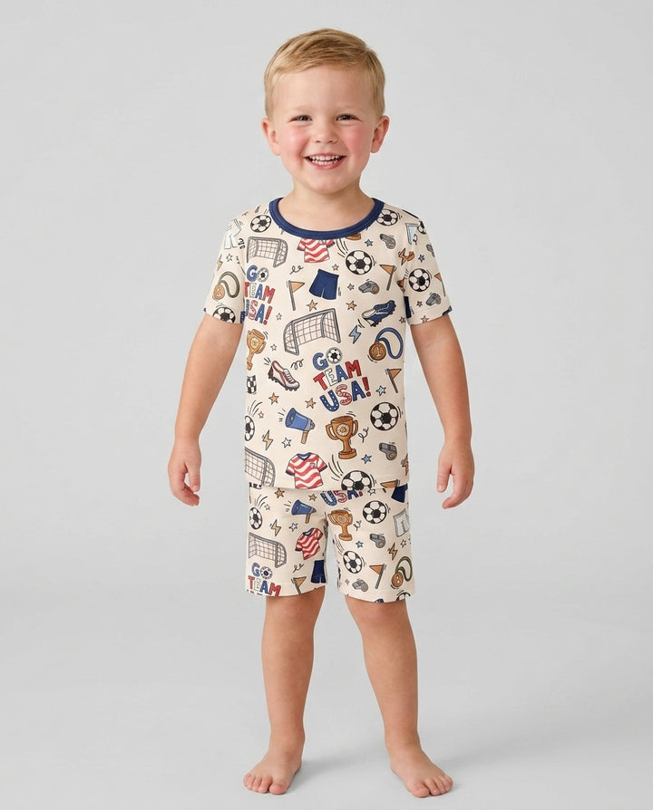 Soccer Go Team USA Bamboo Two Piece Short Sleeve Shorts Pajama Set