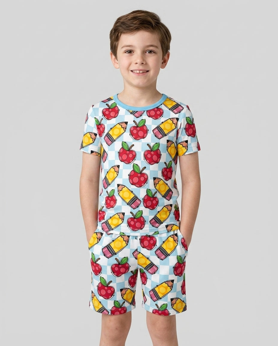 Schlafanzug-Set zweiteilig, kurze Ärmel, kurze Hose, Bambus
