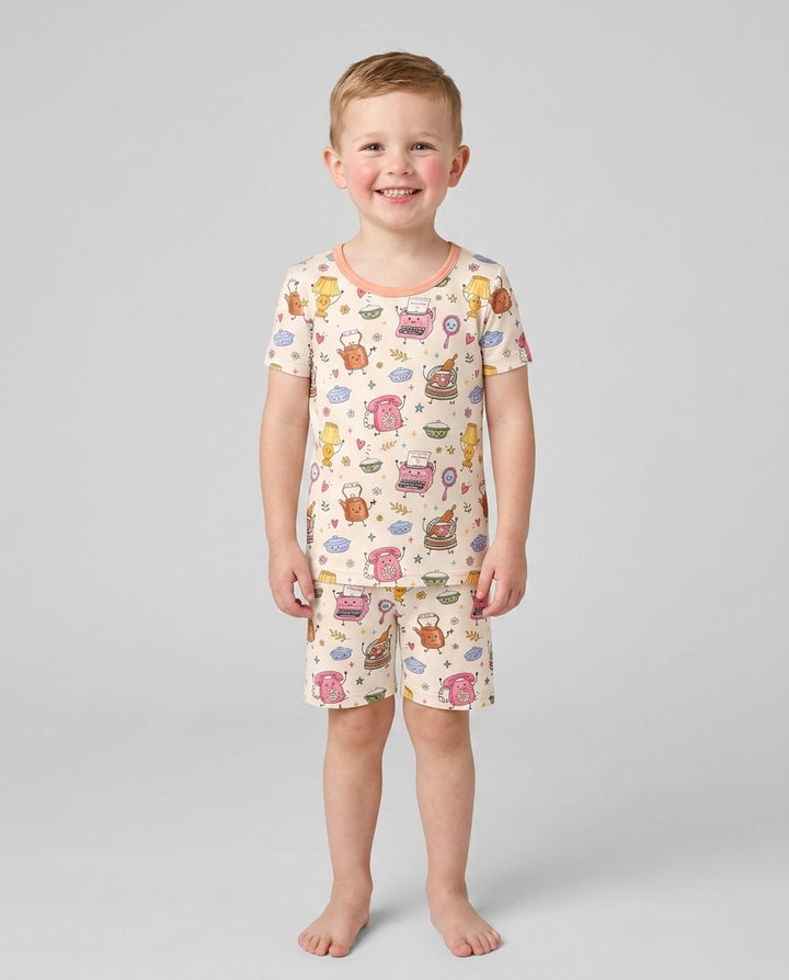 Schlafanzug-Set zweiteilig, kurze Ärmel, kurze Hose, Bambus