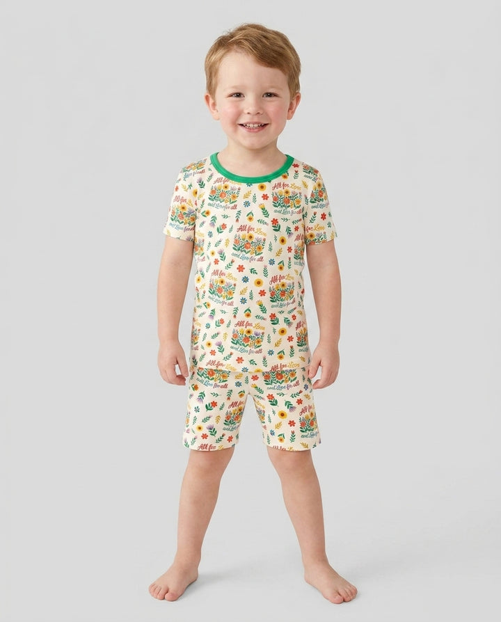 Love For All Family Matching Bamboo Two Piece Short Sleeve Shorts Pajama Set