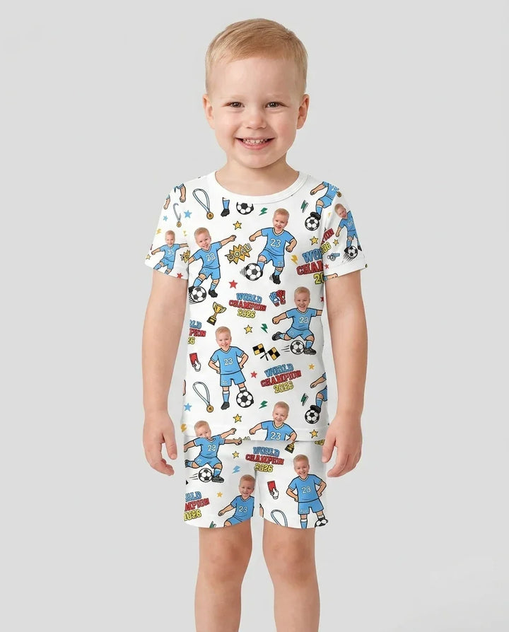 Pijama de bambú de dos piezas de manga corta con pantalón corto, plantilla personalizada