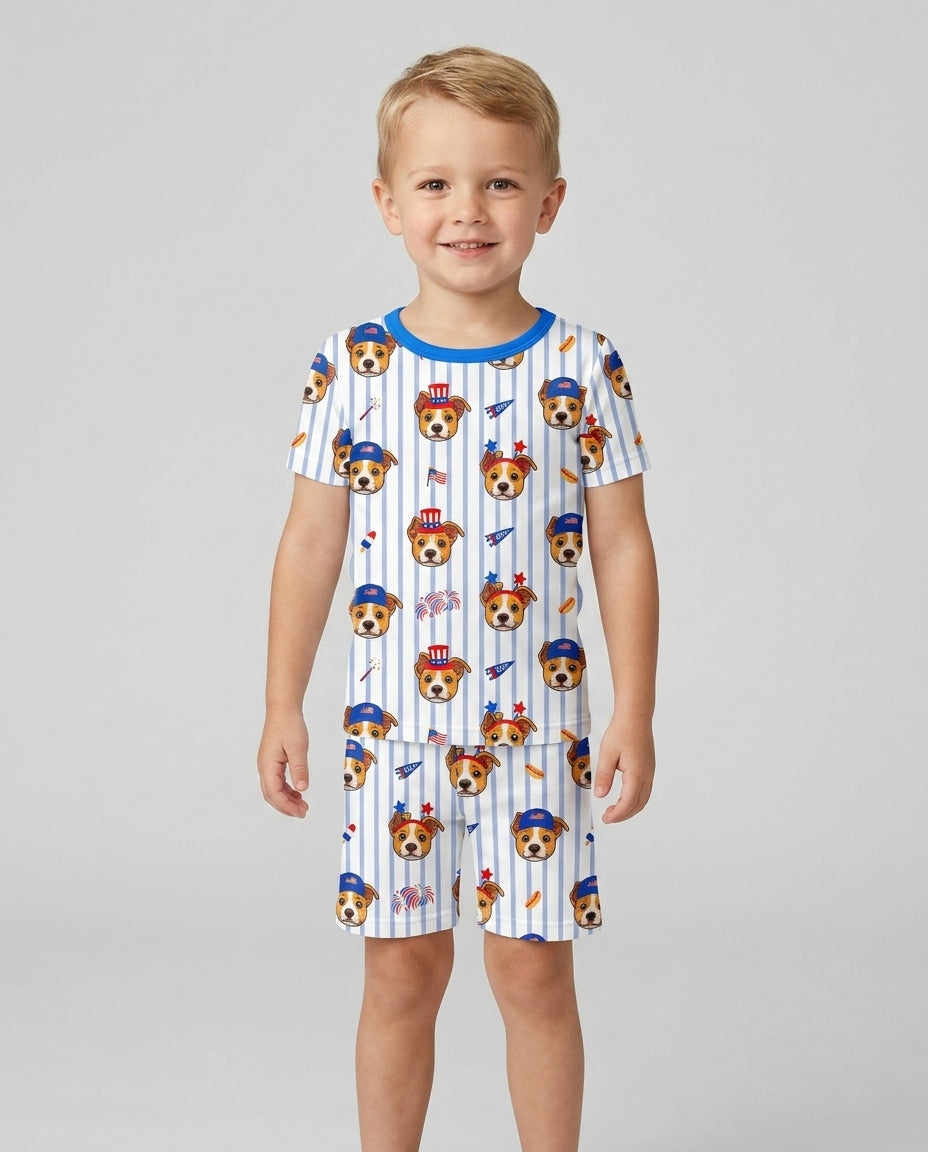 Conjunto de Pijama de Dos Piezas de Bambú con Mangas Cortas y Pantalones Cortos