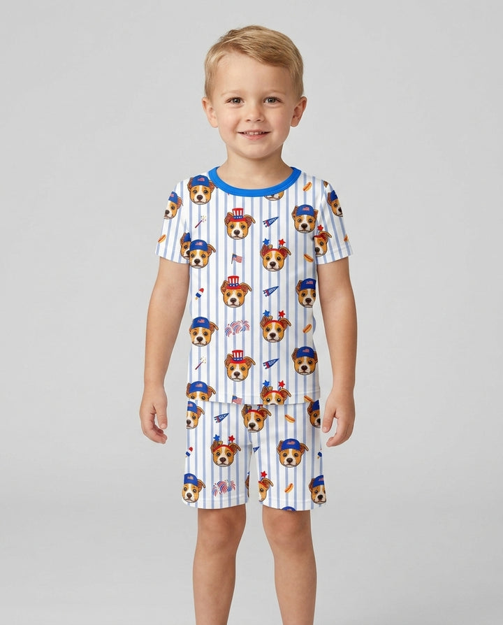 Conjunto de Pijama de Dos Piezas de Bambú con Mangas Cortas y Pantalones Cortos