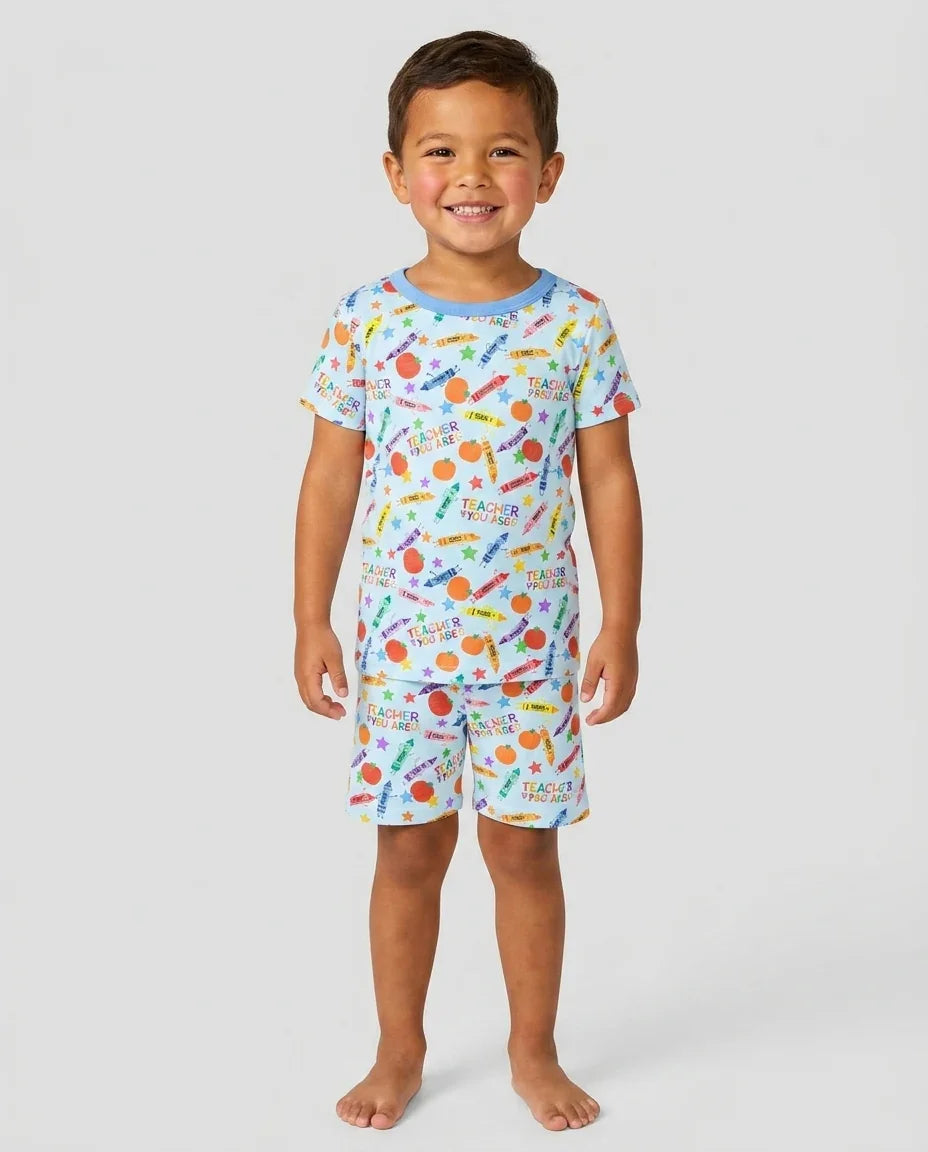 Teacher You Are Special Bamboo Two Piece Short Sleeve Shorts Pajama Set