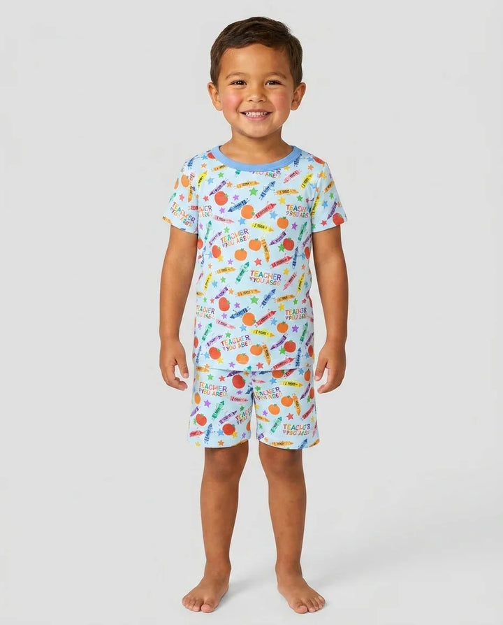 Teacher You Are Special Bamboo Two Piece Short Sleeve Shorts Pajama Set