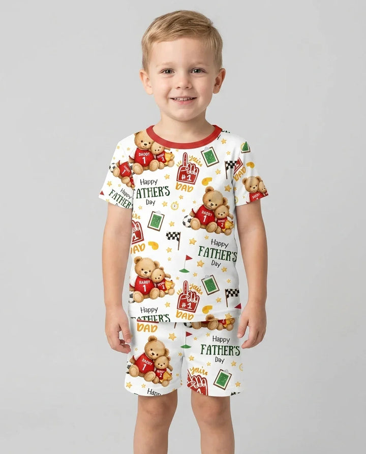 You're #1 Dad Daddy & Me Matching Bamboo Two Piece Short Sleeve Shorts Pajama Set