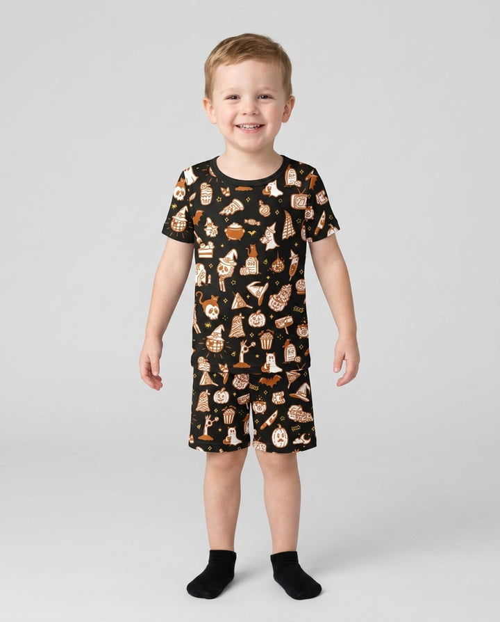 Spooky Season Bamboo Two Piece Short Sleeve Shorts Pajama Set