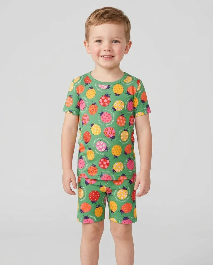 Conjunto de Pijama de Dos Piezas de Bambú con Mangas Cortas y Pantalones Cortos