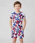 Pijama de dos piezas de bambú de manga corta y pantalones cortos a juego para papá y yo Patriot Camo