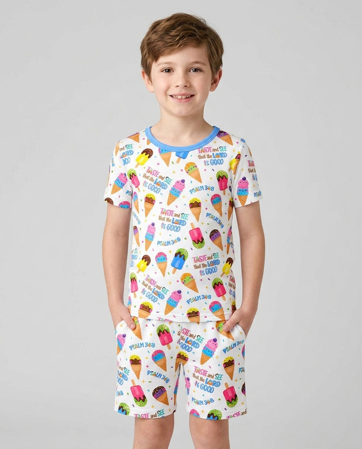 Conjunto de Pijama de Dos Piezas de Bambú con Mangas Cortas y Pantalones Cortos