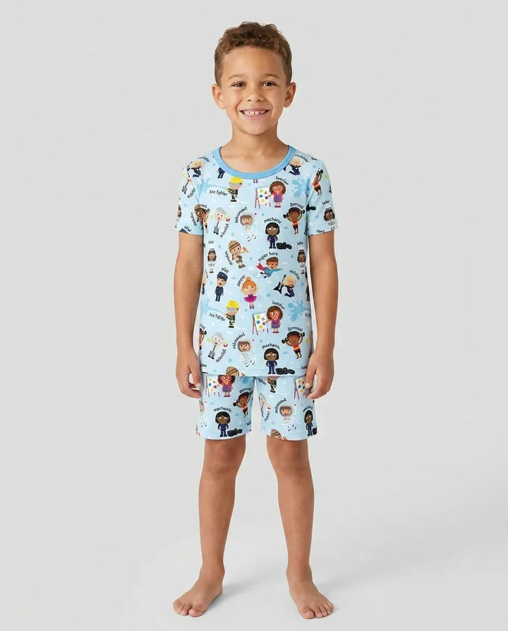 Schlafanzug-Set zweiteilig, kurze Ärmel, kurze Hose, Bambus